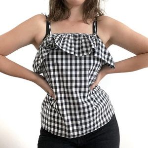 Black and white checkered gingham tanktop with a ruffle